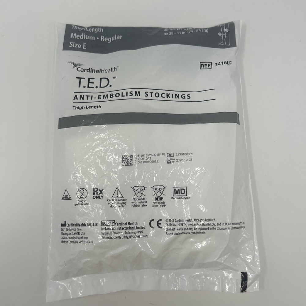 NEW Cardinal Health T.E.D. Anti Embolism Stockings Knee Length Medium Reg. Sz E